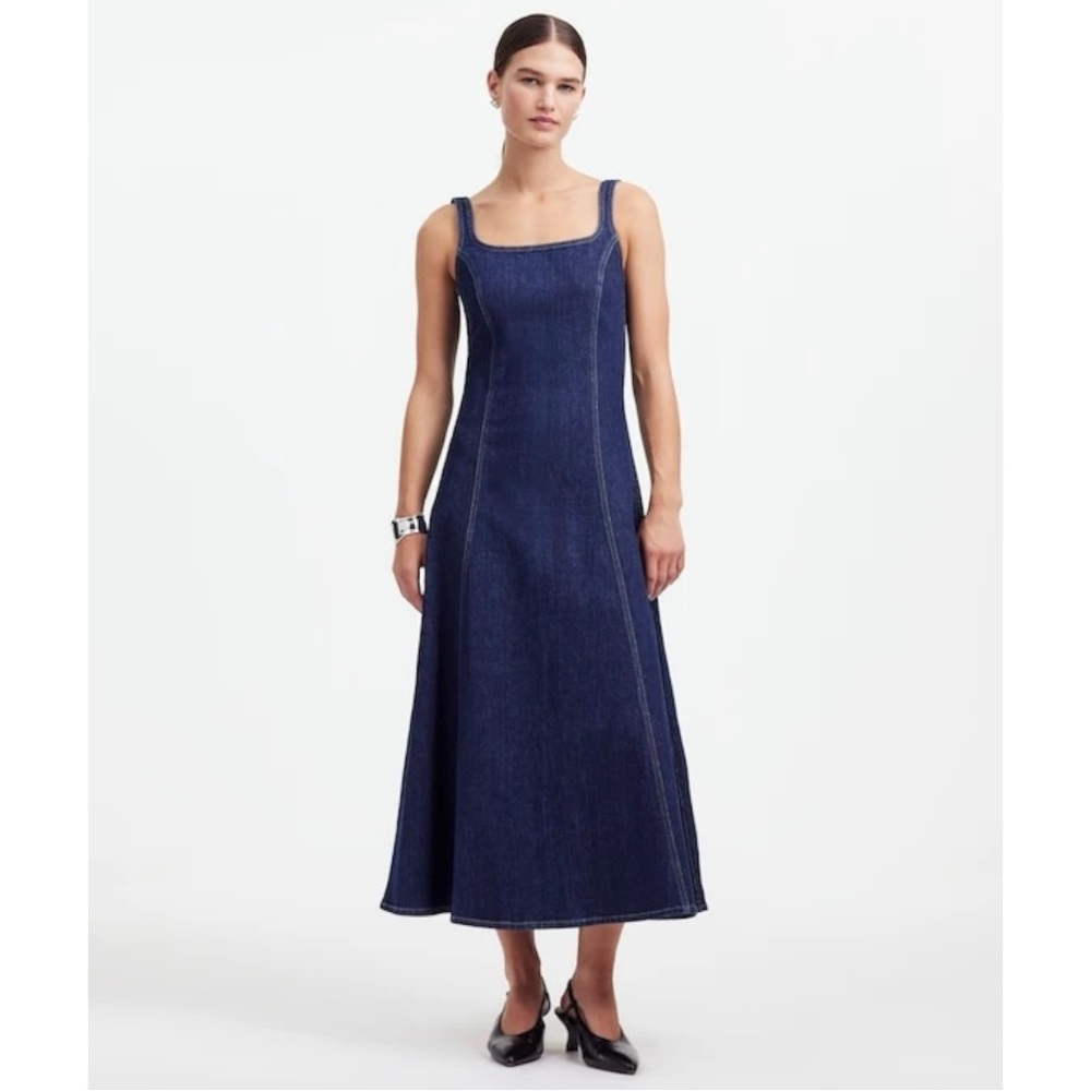 Alexa Chung x Madewell Limited Edition Dark Wash Blue Denim Tank Midi Dress sz 4 - Picture 12 of 13